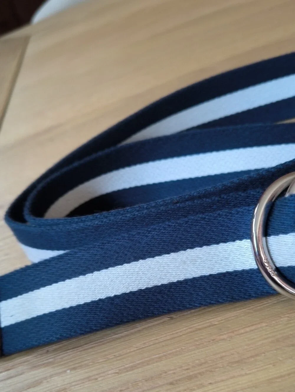 Polo Ralph Lauren US Open Canvas O-Ring Belt Navy White Stripe Size L 48